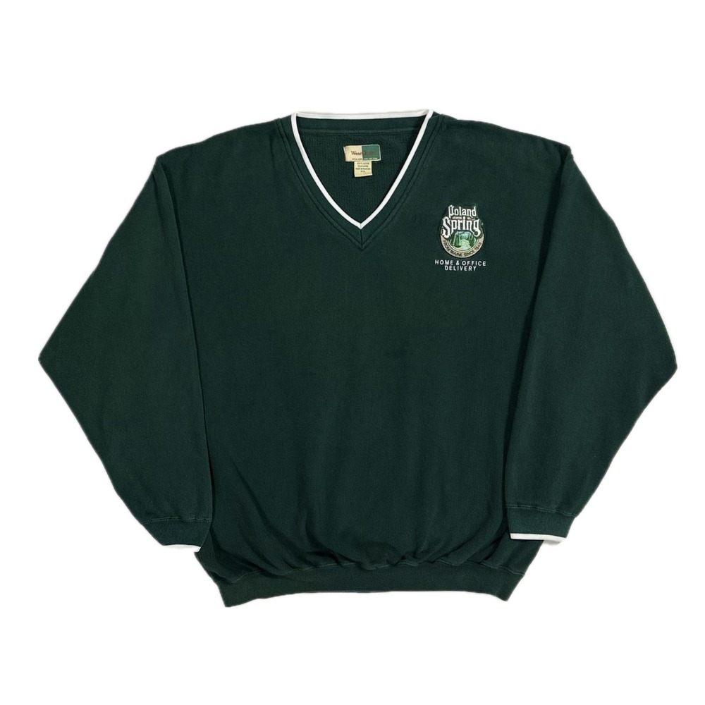 Wear Gaurd Poland Springs embroidered green‎ v neck pullover sweatshirt mens XL